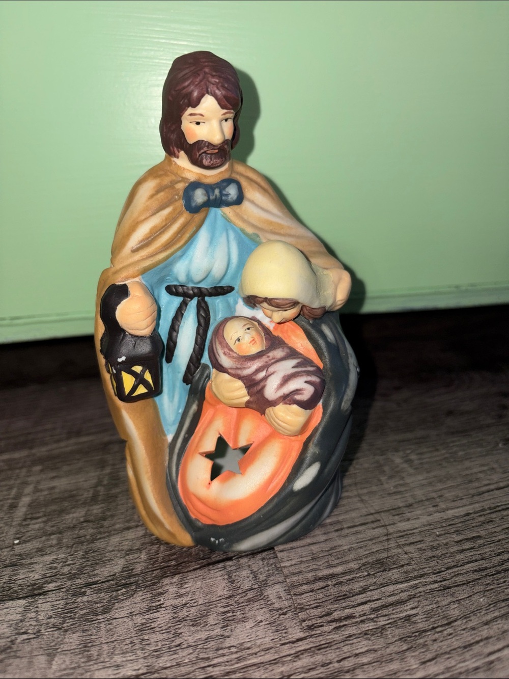 Christian Tea Light Holder - Joseph, Mary, & Jesus